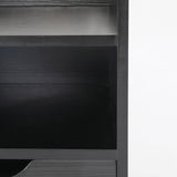 Bedside Table Side Storage Cabinet Nightstand 1 Drawer 2 Shelf LARK BLACK - Rear View
