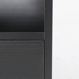 Bedside Table Side Storage Cabinet Nightstand 1 Drawer 2 Shelf LARK BLACK - Low Angle