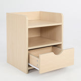 Bedside Table Side Storage Cabinet Nightstand Bedroom 1 Drawer 2 Shelf LARK OAK - Rear View