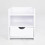 2X Bedside Table Side Storage Cabinet Nightstand Bedroom 1 Drawer 2 Shelf LARK WHITE - Extra Image