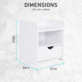 2X Bedside Table Side Storage Cabinet Nightstand Bedroom 1 Drawer 2 Shelf LARK WHITE - Extra Image