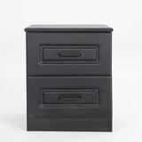 2X Bedside Table Side Storage Cabinet Nightstand Bedroom 2 Drawer KEVA BLACK - Side View