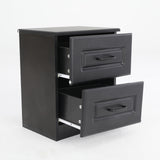 2X Bedside Table Side Storage Cabinet Nightstand Bedroom 2 Drawer KEVA BLACK - Rear View