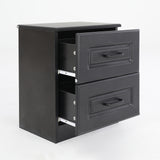 2X Bedside Table Side Storage Cabinet Nightstand Bedroom 2 Drawer KEVA BLACK - Close-Up Angle