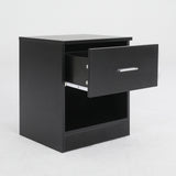 2X Bedside Table Side Storage Cabinet Nightstand Bedroom 1 Drawer 1 Shelf ELLA - BLACK - Rear View