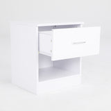 2X Bedside Tables Storage Cabinet Nightstand 1 Drawer 1 Shelf ELLA WHITE - Rear View