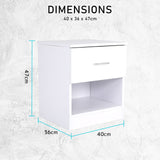 2X Bedside Tables Storage Cabinet Nightstand 1 Drawer 1 Shelf ELLA WHITE - Extra Image