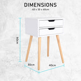 Bedside Table 2 Drawer Wood Leg Storage Cabinet Nightstand SUZY WHITE - Extra Image