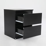 Bedside Table Side Storage Cabinet Nightstand Bedroom 2 Drawer JOSS BLACK - Rear View