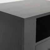 Bedside Table Side Storage Cabinet Nightstand Bedroom 2 Drawer 1 Shelf ZURI BLACK - Close-Up Angle