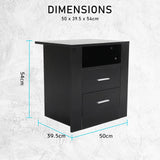 Bedside Table Side Storage Cabinet Nightstand Bedroom 2 Drawer 1 Shelf ZURI BLACK - Extra Image