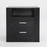2X Bedside Table Side Storage Cabinet Nightstand Bedroom 2 Drawer 1 Shelf ZURI BLACK - Front View