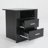 2X Bedside Table Side Storage Cabinet Nightstand Bedroom 2 Drawer 1 Shelf ZURI BLACK - 45-Degree Angle