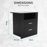 2X Bedside Table Side Storage Cabinet Nightstand Bedroom 2 Drawer 1 Shelf ZURI BLACK - Extra Image