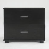 Bedside Table Side Storage Cabinet Nightstand Bedroom 2 Drawer Legs ETTA BLACK - Front View