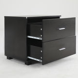 Bedside Table Side Storage Cabinet Nightstand Bedroom 2 Drawer Legs ETTA BLACK - 45-Degree Angle