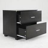 Bedside Table Side Storage Cabinet Nightstand Bedroom 2 Drawer Legs ETTA BLACK - Rear View