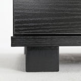 Bedside Table Side Storage Cabinet Nightstand Bedroom 2 Drawer Legs ETTA BLACK - Low Angle