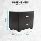Bedside Table Side Storage Cabinet Nightstand Bedroom 2 Drawer Legs ETTA BLACK - Extra Image