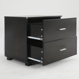 2X Bedside Table Side Storage Cabinet Nightstand Bedroom 2 Drawer ETTA BLACK - 45-Degree Angle