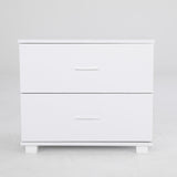 Bedside Table Side Storage Cabinet Nightstand Bedroom 2 Drawer Legs ETTA WHITE - Front View