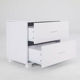 Bedside Table Side Storage Cabinet Nightstand Bedroom 2 Drawer Legs ETTA WHITE - 45-Degree Angle