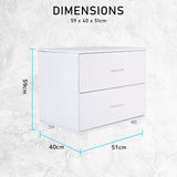 Bedside Table Side Storage Cabinet Nightstand Bedroom 2 Drawer Legs ETTA WHITE - Extra Image