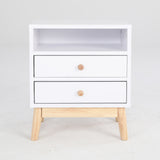 2X Bedside Table Side Storage Cabinet Nightstand Bedroom 2 Drawer ANYA - WHITE - Front View