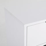 Bedside Table 2 Drawer Wood Leg Storage Cabinet Nightstand KIYO WHITE - Close-Up Angle