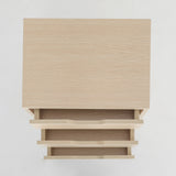 Bedside Table 3 Drawer Wood Leg Storage Cabinet Nightstand LACY OAK - Top-Down View