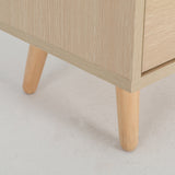 Bedside Table 3 Drawer Wood Leg Storage Cabinet Nightstand LACY OAK - Close-Up Angle