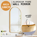Wall Arch Mirror Arc Aluminum Frame Bathroom 50x100cm GOLD - Front View
