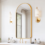 Wall Arch Mirror Arc Aluminum Frame Bathroom 50x100cm GOLD - Side View