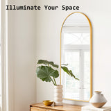 Wall Arch Mirror Arc Aluminum Frame Bathroom 50x100cm GOLD - Top-Down View