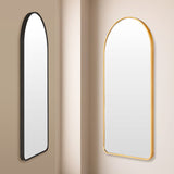 Wall Arch Mirror Arc Aluminum Frame Bathroom 50x100cm GOLD - Close-Up Angle