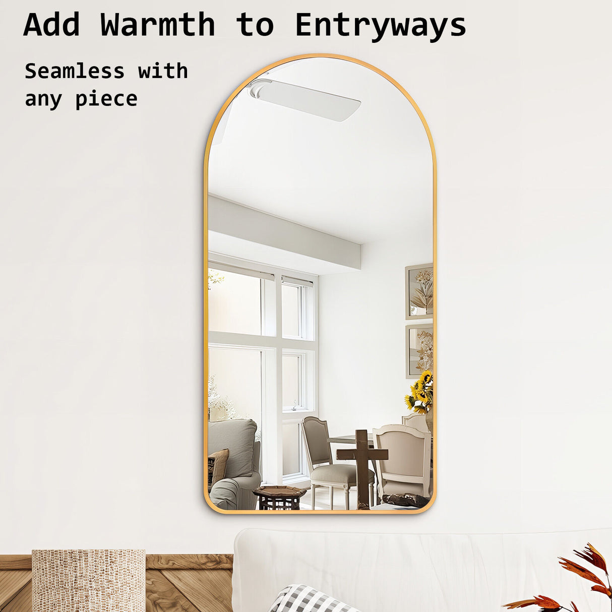 Wall Arch Mirror Arc Aluminum Frame Bathroom 50x100cm GOLD