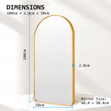 Wall Arch Mirror Arc Aluminum Frame Bathroom 50x100cm GOLD - Extra Image