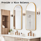 2 Set Wall Arch Mirror Arc Aluminum Frame Bathroom 50x100cm GOLD - 45-Degree Angle