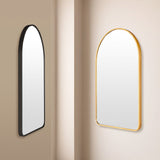 Wall Arch Mirror Arc Aluminum Frame Bathroom 50x80cm GOLD - Close-Up Angle