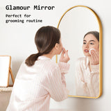 Wall Arch Mirror Arc Aluminum Frame Bathroom 50x80cm GOLD - Low Angle