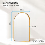 Wall Arch Mirror Arc Aluminum Frame Bathroom 50x80cm GOLD - Extra Image