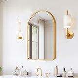 2 Set Wall Arch Mirror Arc Aluminum Frame Bathroom 50x80cm GOLD - Side View