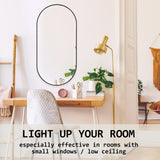 Wall Mirror Oval Aluminum Frame Bathroom 45x100cm BLACK - Rear View