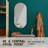 Wall Mirror Oval Aluminum Frame Bathroom 45x100cm BLACK - Close-Up Angle