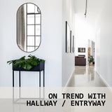 2 Set Wall Mirror Oval Aluminum Frame Bathroom 45x100cm BLACK - Extra Image