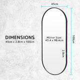 2 Set Wall Mirror Oval Aluminum Frame Bathroom 45x100cm BLACK - Extra Image