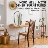 Wall Mirror Oval Aluminum Frame Bathroom 50x75cm BLACK - 45-Degree Angle