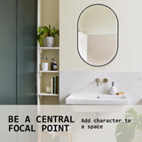Wall Mirror Oval Aluminum Frame Bathroom 50x75cm BLACK