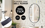 2 Set Wall Mirror Oval Aluminum Frame Bathroom 50x75cm BLACK - Front View