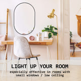 2 Set Wall Mirror Oval Aluminum Frame Bathroom 50x75cm BLACK - Rear View